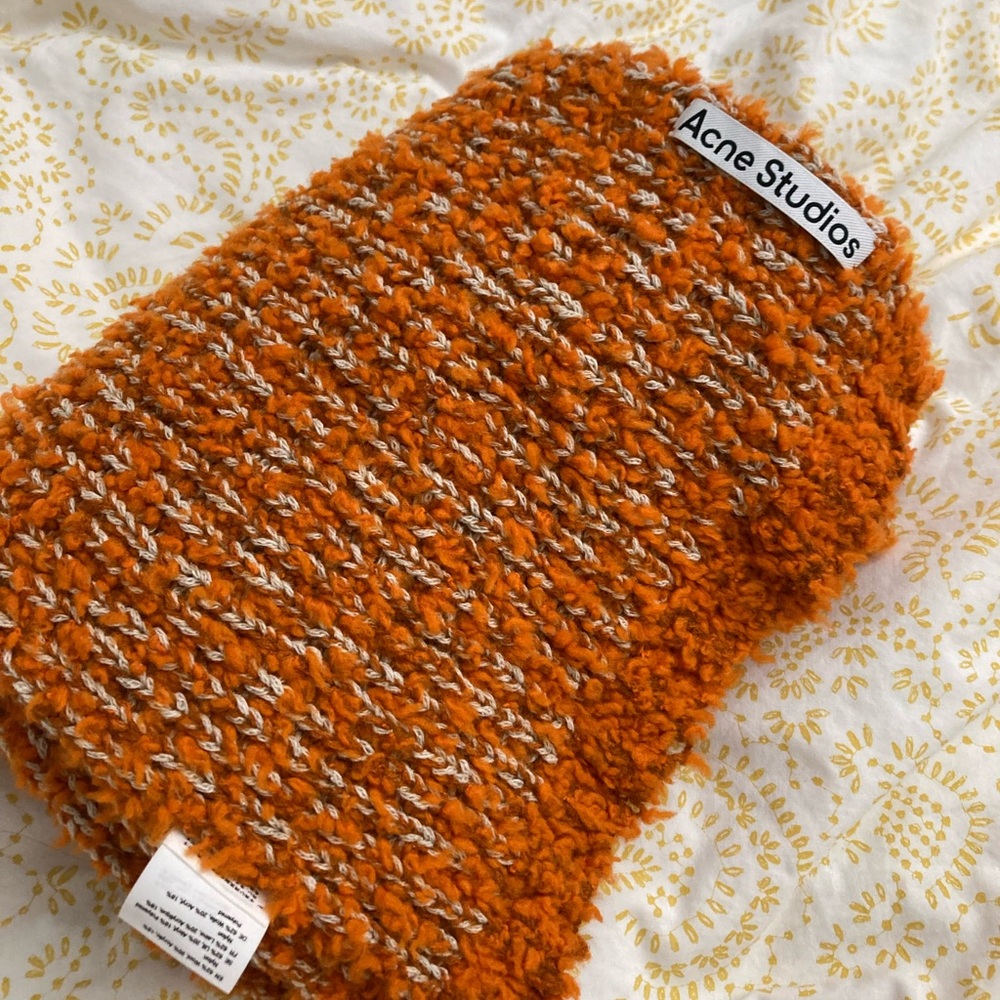 acne studios Orange & White Tufted Scarf